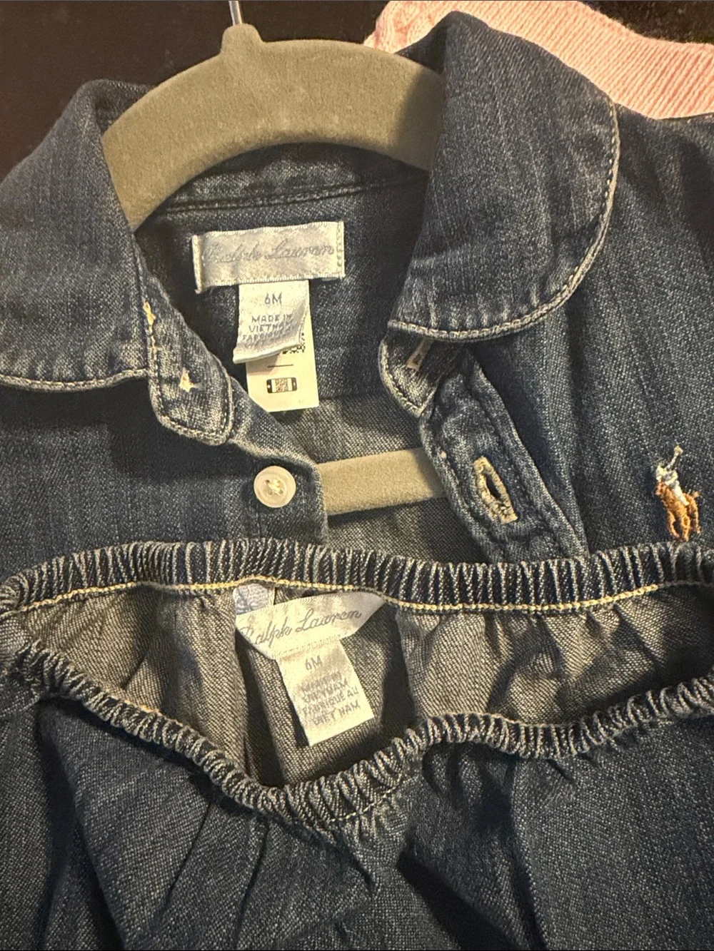 Ralph Lauren Girls Dark Blue Denim Jacket Dress with Polo Pony